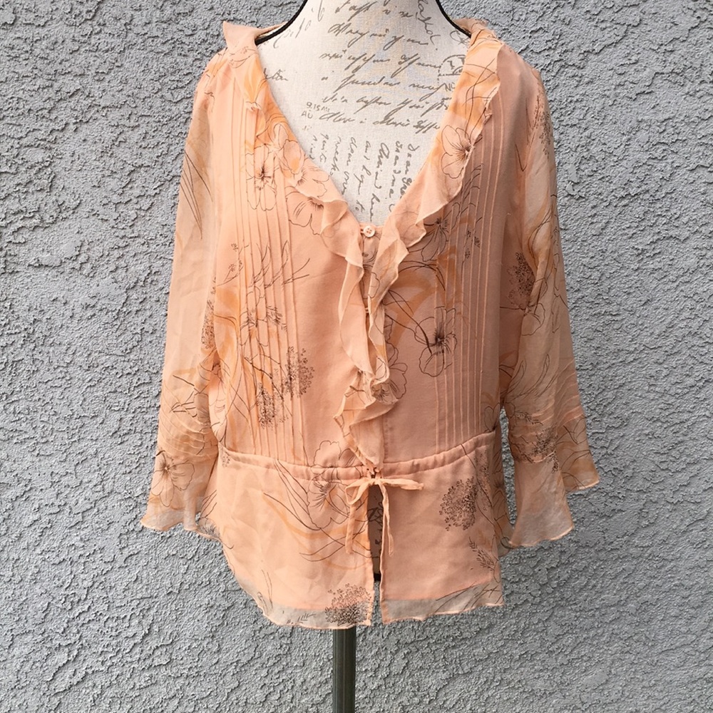Silk and poly floral blouse